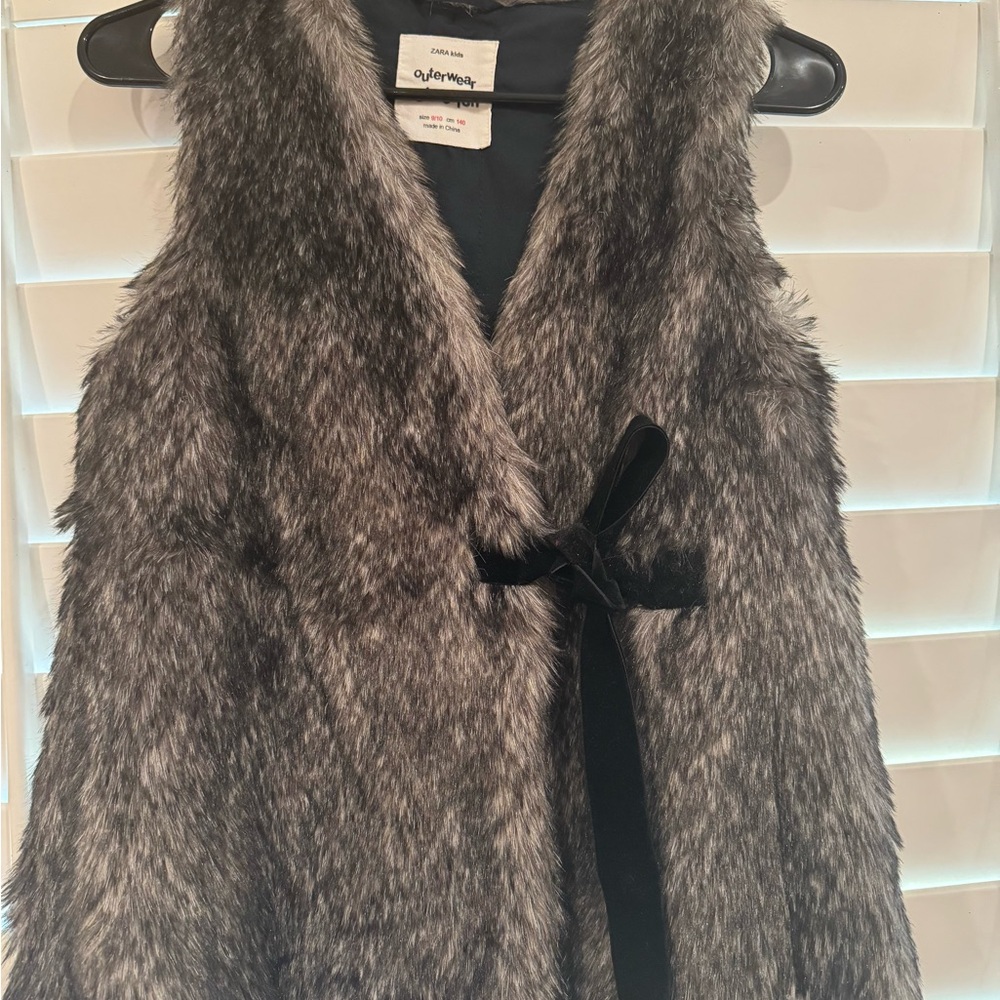 Zara Gray Faux Fur Vest for Kids